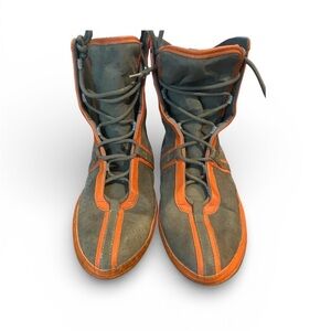 RARE❗️Polo Ralph Lauren High Top Sneaker Boxer Booties  Grey Orange Size 41 9.5